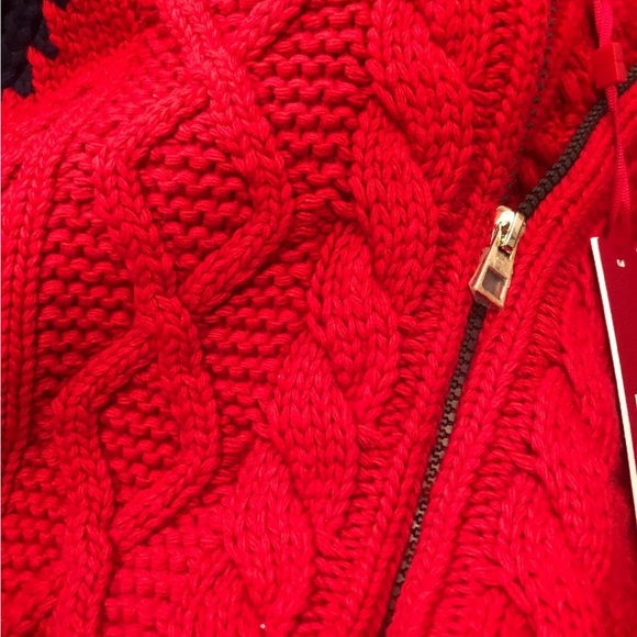 TOMMY HILFIGER High Neck Zip Sweater in Cabernet Multi Sz L made in italy - Picture 6 of 6